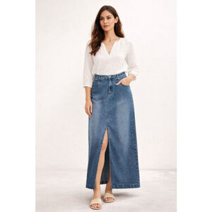 Women's RACHEL ZOE Blue Denim Maxi Skirt Size 10